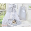 Ensemble de Linge de Lit pour Bébé 5 pcs - avec Baldaquin Gris Cœurs