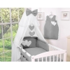 Ensemble de Linge de Lit pour Bébé 7 pcs avec Ciel Anthracite Cœurs