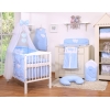 Ensemble de Linge de Lit pour Bébé 7 pcs avec Ciel Bleu à Pois Cœurs