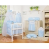 Ensemble de Linge de Lit pour Bébé 7 pcs avec Ciel Bleu Rayures Cœurs