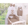 Ensemble de Linge de Lit pour Bébé 7 pcs avec Ciel Brun à Pois Cœurs