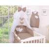 Ensemble de Linge de Lit pour Bébé 7 pcs avec Ciel Brun à Pois Cœurs