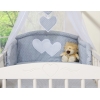 Ensemble de Linge de Lit pour Bébé 7 pcs avec Ciel Gris à Pois Cœurs