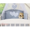 Ensemble de Linge de Lit pour Bébé 7 pcs avec Ciel Gris à Pois Cœurs