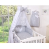 Ensemble de Linge de Lit pour Bébé 7 pcs avec Ciel Gris Cœurs
