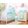 Ensemble de Linge de Lit pour Bébé 7 pcs avec Ciel Menthe Cœurs