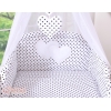 Ensemble de Linge de Lit pour Bébé 7 pcs avec Ciel Noir à Pois Cœurs