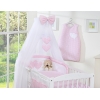 Ensemble de Linge de Lit pour Bébé 7 pcs avec Ciel Rose à Carreaux Cœurs