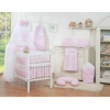 Ensemble de Linge de Lit pour Bébé 7 pcs avec Ciel Rose à Carreaux Cœurs
