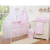 Ensemble de Linge de Lit pour Bébé 7 pcs avec Ciel Rose à Pois Cœurs
