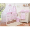 Ensemble de Linge de Lit pour Bébé 7 pcs avec Ciel Rose à Pois Cœurs