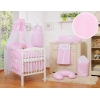 Ensemble de Linge de Lit pour Bébé 7 pcs avec Ciel Rose Rayures Cœurs