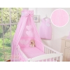 Ensemble de Linge de Lit pour Bébé 7 pcs avec Ciel Rose Rayures Cœurs