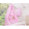 Ensemble de Linge de Lit pour Bébé 7 pcs avec Ciel Rose Rayures Cœurs
