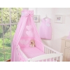 Ensemble de Linge de Lit pour Bébé 7 pcs avec Ciel Rose Rayures Cœurs