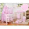 Ensemble de Linge de Lit pour Bébé 7 pcs avec Ciel Rose Rayures Cœurs