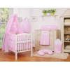 Ensemble de Linge de Lit pour Bébé 7 pcs avec Ciel Rose Rayures Cœurs