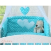 Ensemble de Linge de Lit pour Bébé 7 pcs avec Ciel Turquoise à Pois Cœurs