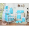 Ensemble de Linge de Lit pour Bébé 7 pcs avec Ciel Turquoise à Pois Cœurs
