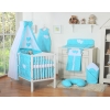 Ensemble de Linge de Lit pour Bébé 7 pcs avec Ciel Turquoise à Pois Cœurs