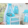 Ensemble de Linge de Lit pour Bébé 7 pcs avec Ciel Turquoise à Pois Cœurs