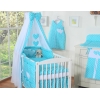 Ensemble de Linge de Lit pour Bébé 7 pcs avec Ciel Turquoise à Pois Cœurs