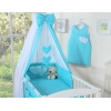 Ensemble de Linge de Lit pour Bébé 7 pcs avec Ciel Turquoise à Pois Cœurs