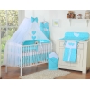 Ensemble de Linge de Lit pour Bébé 7 pcs avec Ciel Turquoise Cœurs