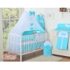 Ensemble de Linge de Lit pour Bébé 7 pcs avec Ciel Turquoise Cœurs