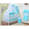 Ensemble de Linge de Lit pour Bébé 7 pcs avec Ciel Turquoise Cœurs