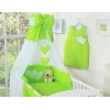 Ensemble de Linge de Lit pour Bébé 7 pcs avec Ciel Vert à Pois Cœurs