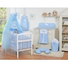 Ensemble de Linge de Lit pour Bébé 7 pcs avec Moustiquaire Bleu Cœurs