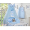 Ensemble de Linge de Lit pour Bébé 7 pcs avec Moustiquaire Bleu Cœurs
