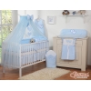 Ensemble de Linge de Lit pour Bébé 7 pcs avec Moustiquaire Bleu Cœurs