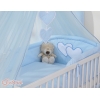 Ensemble de Linge de Lit pour Bébé 7 pcs avec Moustiquaire Bleu Cœurs