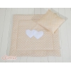 Ensemble de Linge de Lit pour Landau 2 pcs Beige à Pois Cœurs
