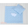 Ensemble de Linge de Lit pour Landau 2 pcs Bleu Fleurs Cœurs