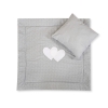 Ensemble de Linge de Lit pour Landau 2 pcs Gris à Pois Cœurs