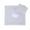 Ensemble de Linge de Lit pour Landau 2 pcs Gris Cœurs