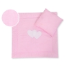 Ensemble de Linge de Lit pour Landau 2 pcs Rose Rayures Cœurs