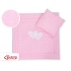 Ensemble de Linge de Lit pour Landau 2 pcs Rose Rayures Cœurs