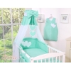Ensemble de Linge pour Lit Bébé 7 pcs avec Ciel Menthe Cœurs