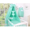 Ensemble de Linge pour Lit Bébé 7 pcs avec Ciel Menthe Cœurs