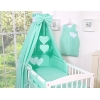 Ensemble de Linge pour Lit Bébé 7 pcs avec Ciel Menthe Cœurs