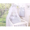 Ensemble de Linge pour Lit Bébé 7 pcs avec Ciel Noir à Pois Cœurs