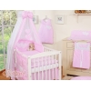Ensemble de Linge pour Lit Bébé 7 pcs avec Ciel Rose à Pois Cœurs