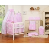 Ensemble de Linge pour Lit Bébé 7 pcs avec Ciel Rose à Pois Cœurs