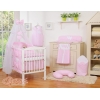 Ensemble de Linge pour Lit Bébé 7 pcs avec Ciel Rose Rayures Cœurs