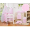 Ensemble de Linge pour Lit Bébé 7 pcs avec Ciel Rose Rayures Cœurs