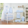 Ensemble Linge de Lit Bebe 5 pcs Moustiquaire Bleu à Carreaux Cœurs